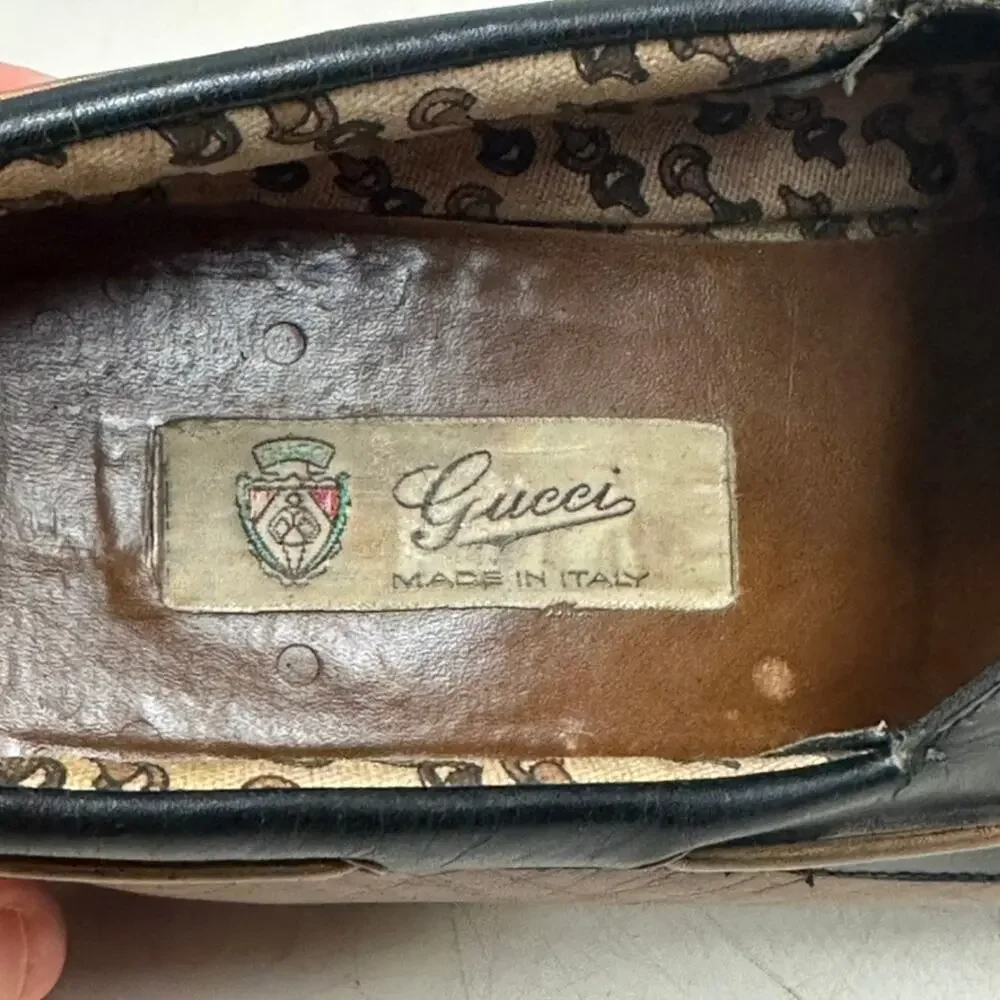 FULLY RESOLED Gucci Boat Shoes Brown Black Made in Italy Vintage EU 45 US 11.5